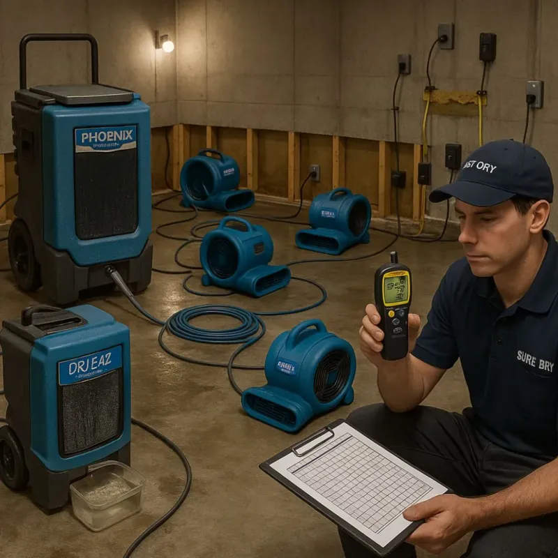 Structural Drying and Dehumidification process in Thorndale, TX